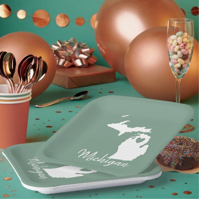 Michigan State Map    Paper Plate (Multi)