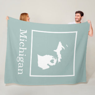 Michigan state map with heart shape custom colour fleece blanket