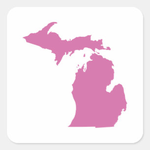 Michigan State Outline Square Sticker
