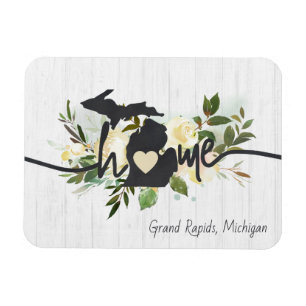 Michigan State Personalized Your Home City Rustic Magnet