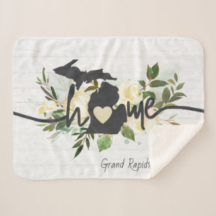 Michigan State Personalized Your Home City Rustic Sherpa Blanket