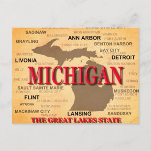 Michigan State Pride Map Silhouette Postcard