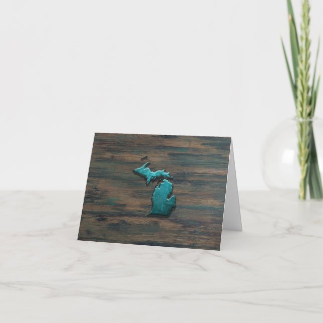 Michigan State Shape Teal Thank You Card (Front)
