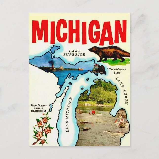 Michigan State Vintage Postcard (Front)