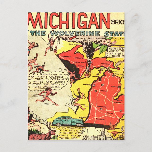 Michigan the Wolverine State Postcard (Front)
