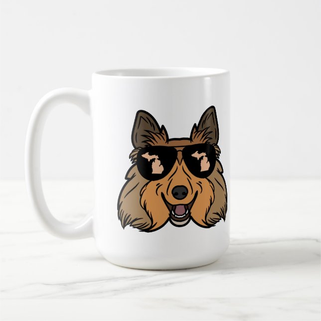 Michigan Theme coffee mug - Sheltie Sheepdog  (Left)