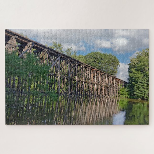 Michigan Train Trestle Over River Jigsaw Puzzle (Horizontal)