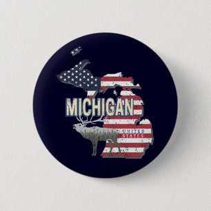 Michigan United States Retro State Map Vintage USA 2 Inch Round Button