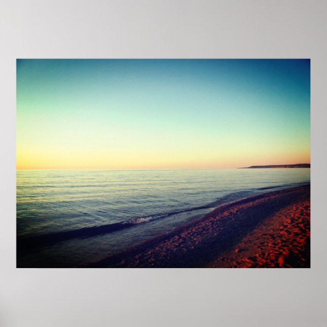 Michigan Upper Peninsula Lake Superior Sunset  Poster (Front)