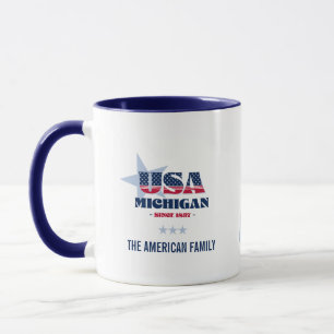 Michigan USA 1837 Mug personnalisé étoile bleue