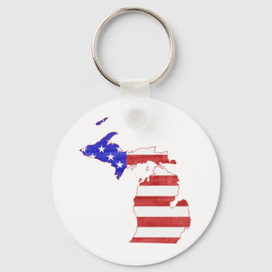 Michigan USA flag silhouette state map Keychain