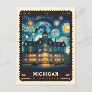 Michigan   Vincent Van Gogh Inspired Postcard
