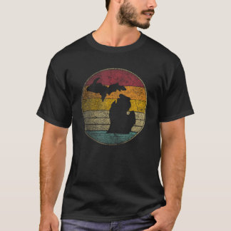 Michigan Vintage Distressed Retro Style Silhouette T-Shirt