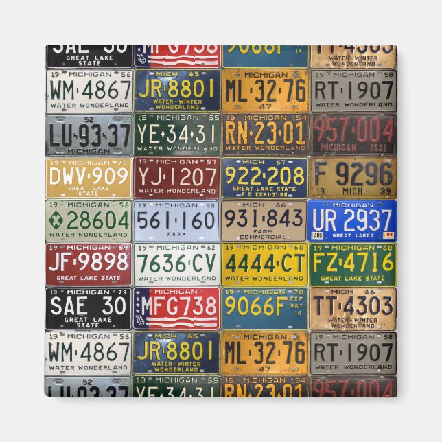 Michigan Vintage License Plates Collection Magnet (Front)