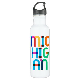 Michigan Vintage Retro Pop Art 80s Primary Colour 710 Ml Water Bottle