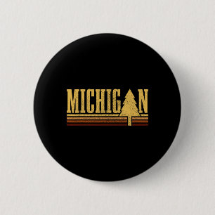 Michigan Vintage Tree State Pride Camping Hiking M 2 Inch Round Button