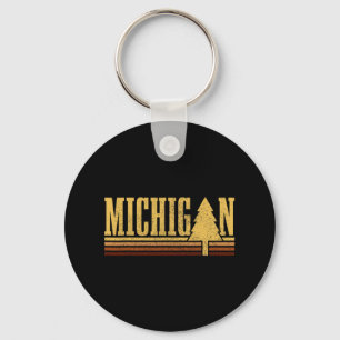 Michigan Vintage Tree State Pride Camping Hiking M Keychain