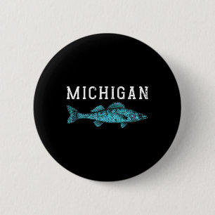 Michigan Walleye Fishing Fisherman Angler Midwest 2 Inch Round Button
