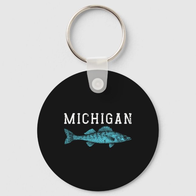 Michigan Walleye Fishing Fisherman Angler Midwest  Keychain (Front)