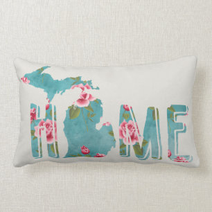 Michigan Watercolor Shabby Roses HOME Lumbar Pillow