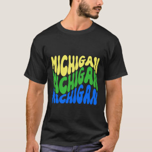 Michigan Wavy Text Patriotic Design T-Shirt