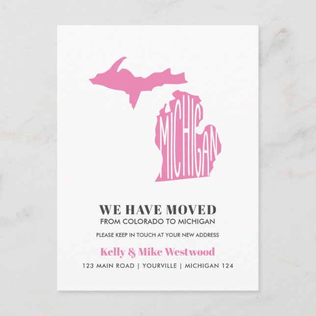 MICHIGAN  We've moved New address New Home Postcar Postcard (Front)