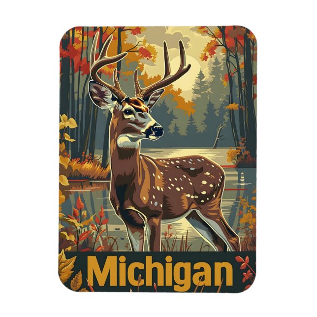 Michigan white-tailed deer magnet (Vertical)