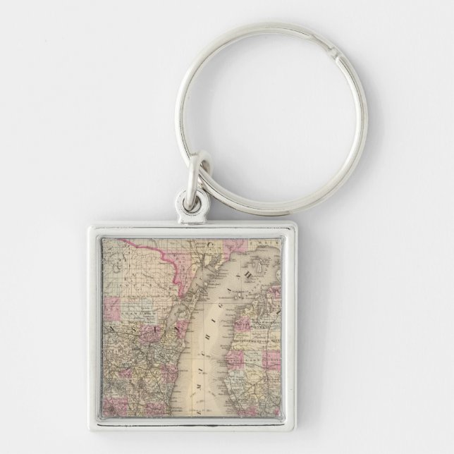 Michigan, Wisconsin Keychain (Front)