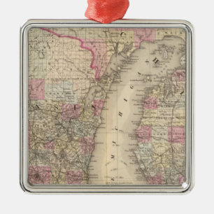 Michigan, Wisconsin Metal Ornament