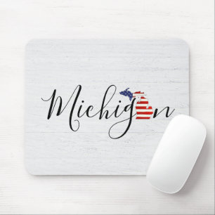 Michigan with Flag Graphic Mouse Pad