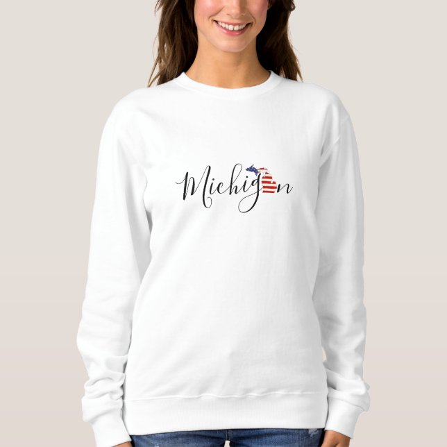 Michigan with Flag Graphic Sweatshirt (Front)