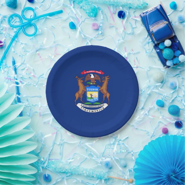 Michigander Flag, Flag of Michigan Paper Plate (Party)
