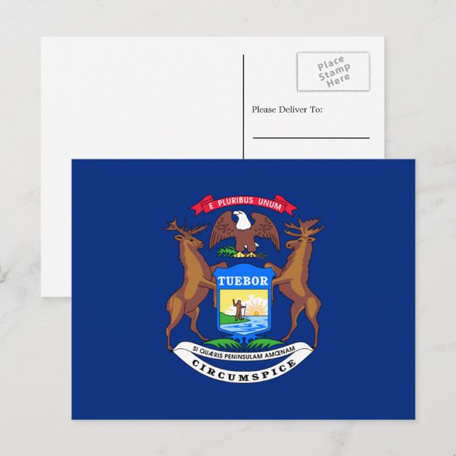 Michigander Flag, Flag of Michigan Postcard (Front/Back)