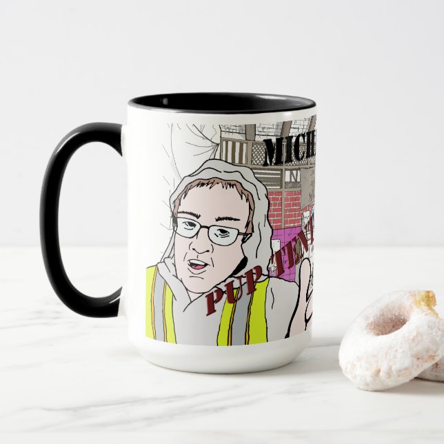 Michigander Man Pup Tent Challenge!!! Mug (With Donut)