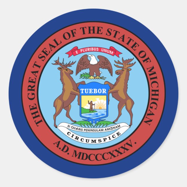 Michigander Seal, Seal of Michigan Sticker (Front)