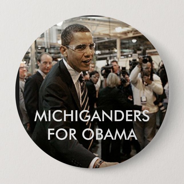 MICHIGANDERS FOR OBAMA 4 INCH ROUND BUTTON (Front)