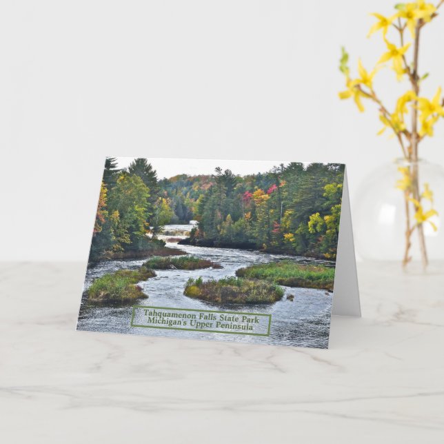 MICHIGAN'S TAHQUAMENON FALLS STATE PARK IN AUTUMN CARD (Yellow Flower)