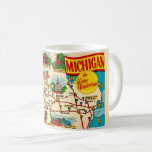 Michigan's Water Wonderland Map  Coffee Mug<br><div class="desc">Great vintage postcard of Michigan's Water Wonderland wonderfully colourful!</div>