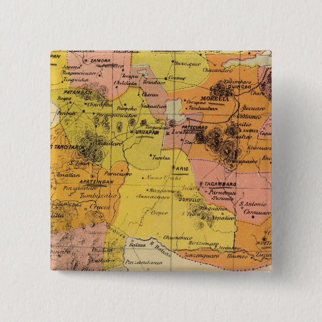 Michoacan, Mexico 2 Inch Square Button (Front)