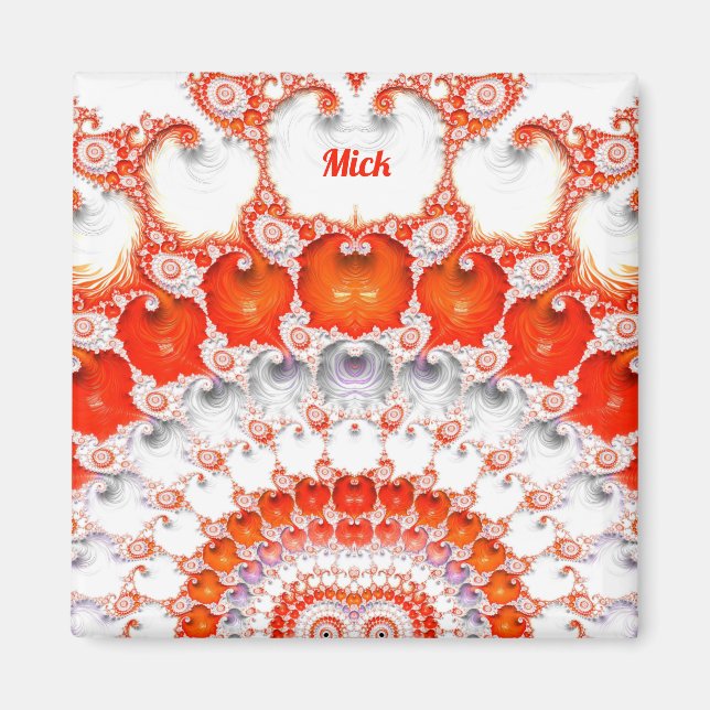 MICK ~ Abstract Pattern ~ Red Orange White~ Magnet (Front)