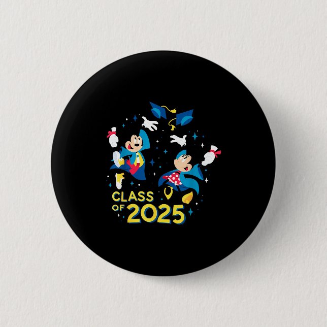 Mickey &amp; minnie mouse graduation class of 2025 2 inch round button (Front)