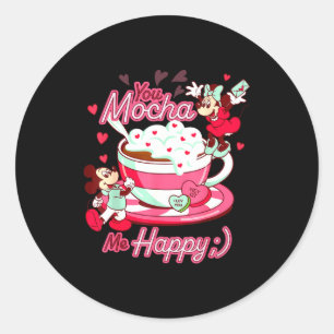 Mickey Amp Minnie Valentines Day You Mocha Me H  Classic Round Sticker