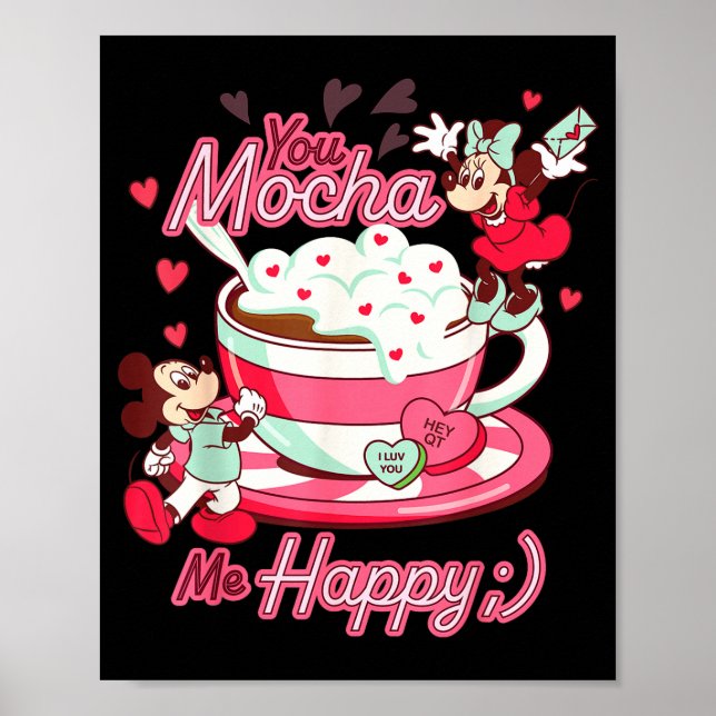 Mickey &amp; Minnie Valentine's Day You Mocha Me H Poster (Front)