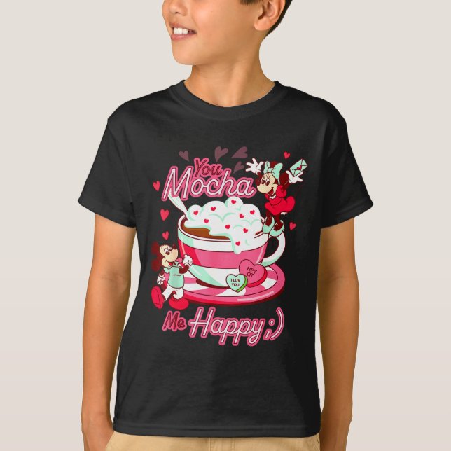 Mickey Amp Minnie Valentines Day You Mocha Me H  T-Shirt (Front)