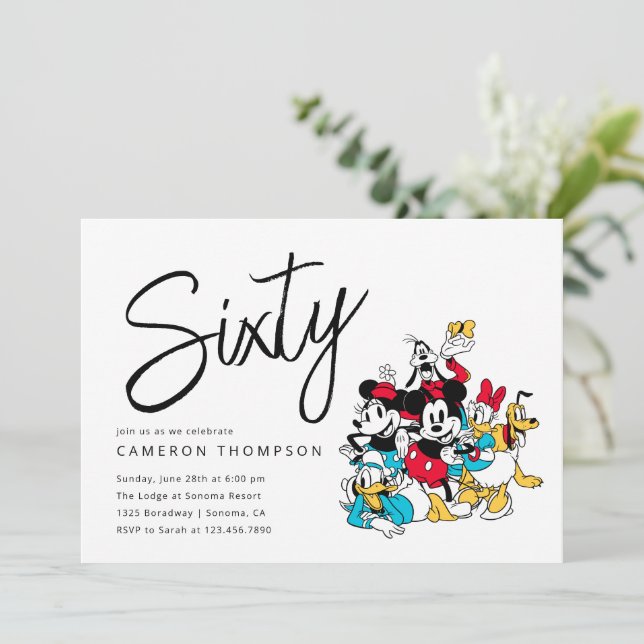 Mickey and Friends 60th Birthday  Invitation (Standing Front)
