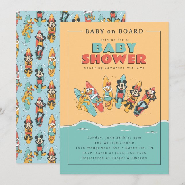Mickey and Friends Baby on Board | Baby Shower Invitation (Front/Back)
