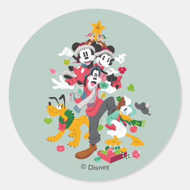 Mickey and Friends | Christmas Pyramid Classic Round Sticker (Front)