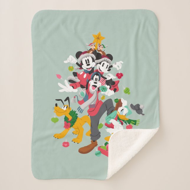 Mickey and Friends | Christmas Pyramid Sherpa Blanket (Front)
