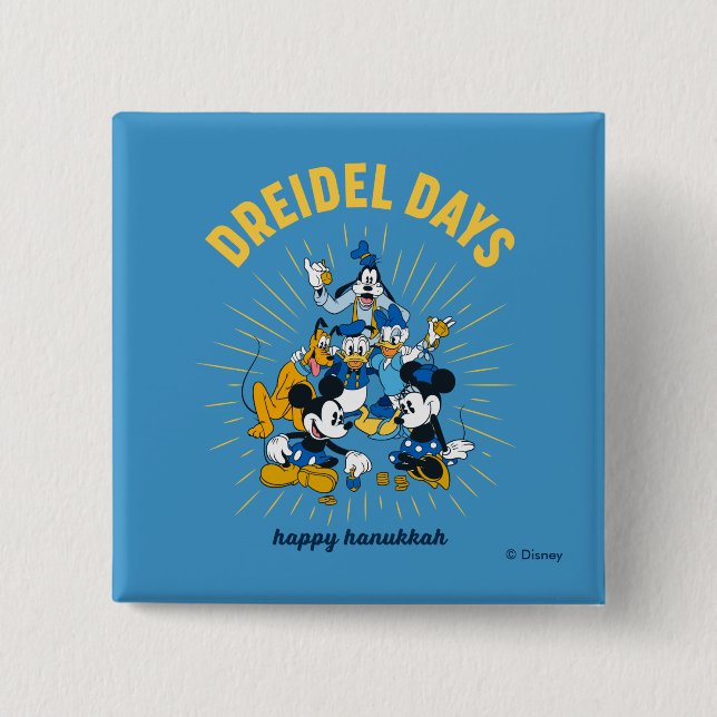 Mickey and Friends | Dreidel Days 2 Inch Square Button (Front)
