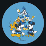 Mickey and Friends | Dreidel Days Classic Round Sticker<br><div class="desc">Happy Hanukkah from Mickey and Friends! This super cute graphic features Mickey and Friends celebrating Hanukkah.</div>